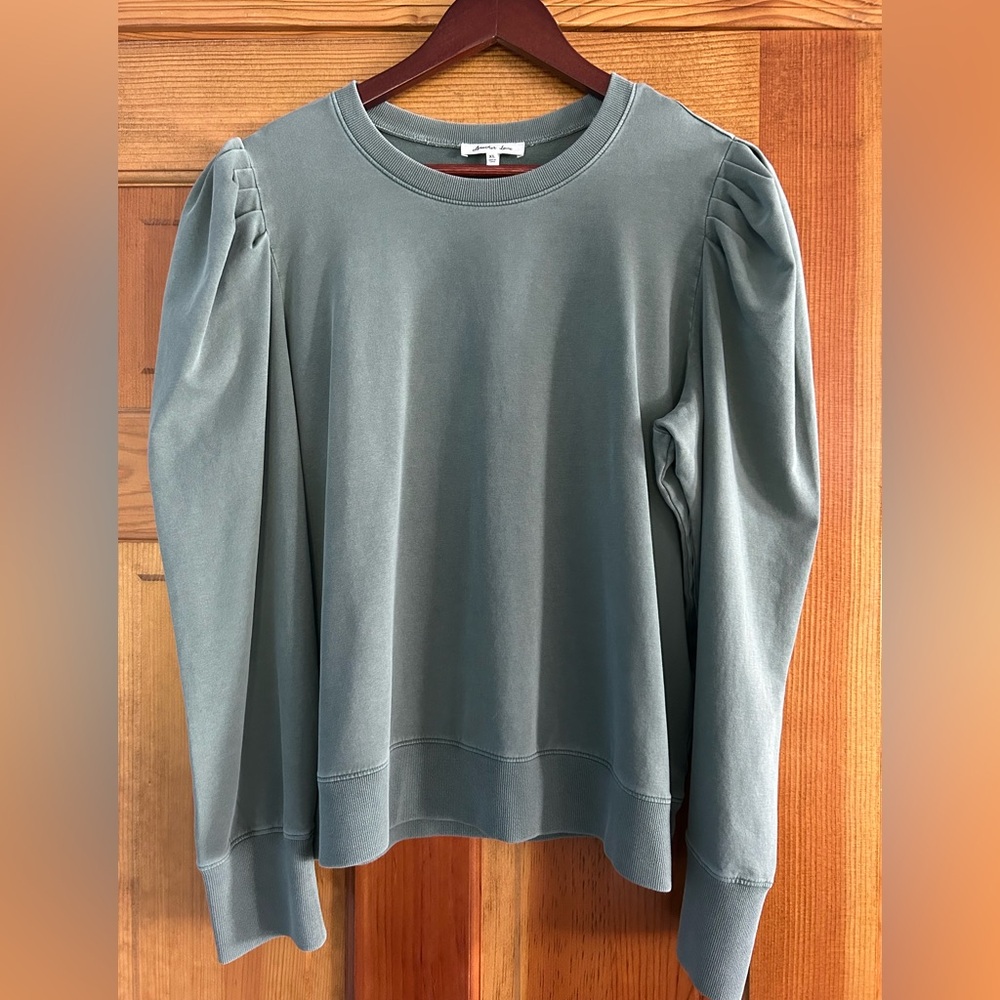 Another Love Slate Blue Puff Sleeve Blouse